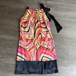 Pink, black and yellow retro design dress